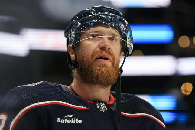 Sep 28, 2022; Columbus, Ohio, USA;  Columbus Blue Jackets right wing Jakub Voracek (93) skates during warmups prior to the game against the Buffalo Sabres at Nationwide Arena.