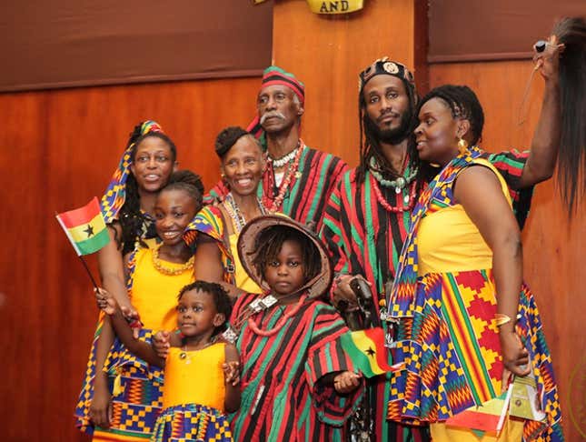 New Ghanaians in resplendent traditional attire after the ceremony