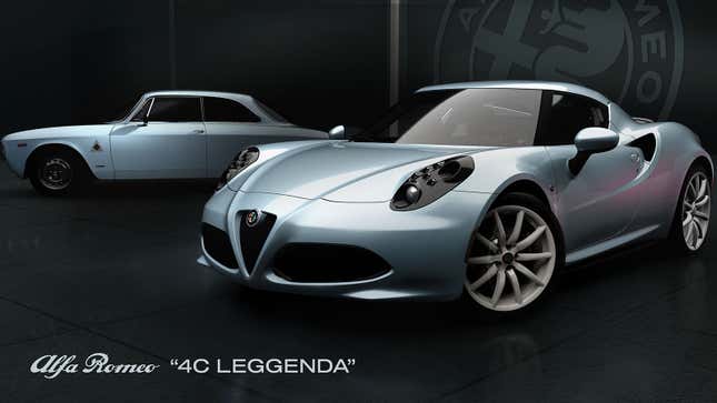 A render of a pale blue Alfa Romeo concept car. 