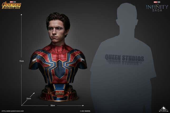 Image for article titled This Life-Size Tom Holland Spider-Man Bust Can Be Seen, But Not Believed