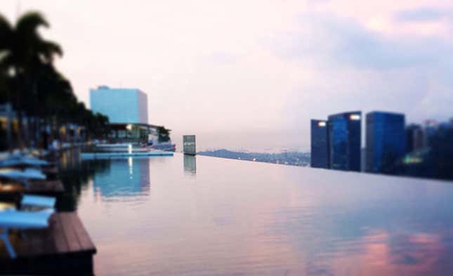 The Marina Bay Sands infinity pool sits 57 storeys above the ground.