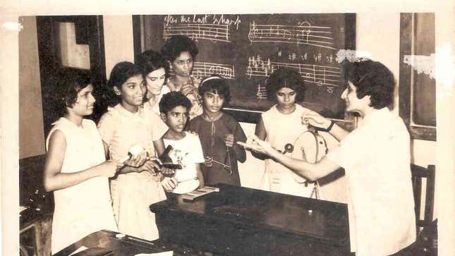 Teaching music.