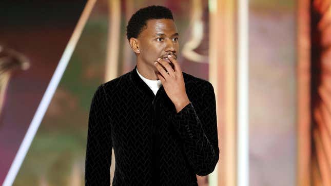 Host Jerrod Carmichael speaks onstage at the 80th Annual Golden Globe Awards on January 10, 2023 in Beverly Hills, California.