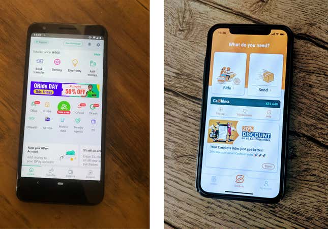 OPay (Left) and SafeBoda (Right) app offerings