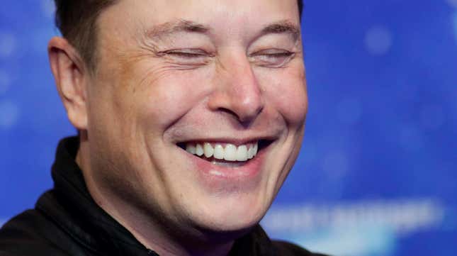 A photo of Elon Musk laughing. Musk was criticized after laughing at employee Haraldur Thorleifsson.