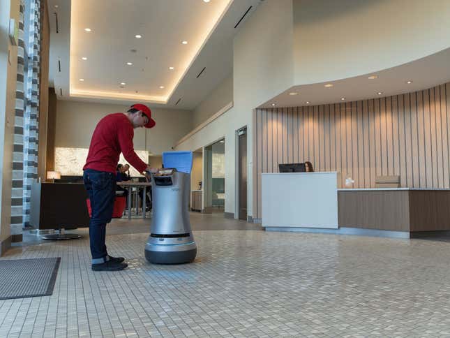 A Relay in an apartment lobby.