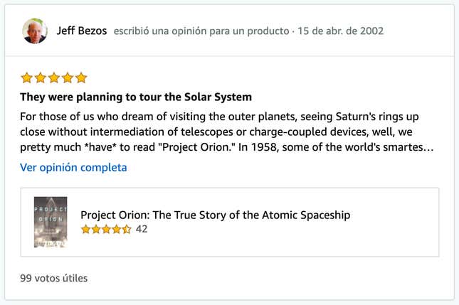 Imagen para el artículo titulado "Me gusta tanto la leche que la bebo desde que nací". Encuentran el perfil de Jeff Bezos en Amazon