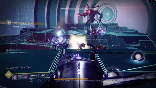 A Guardian fires their machine gun at Brakion.