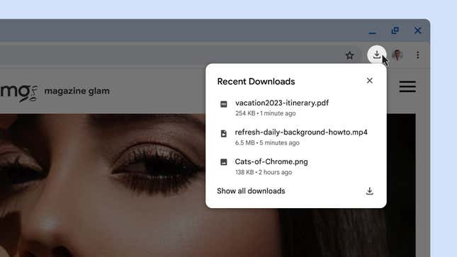 La última actualización de Chrome ha movido las descargas recientes a un botón en la barra superior del navegador
