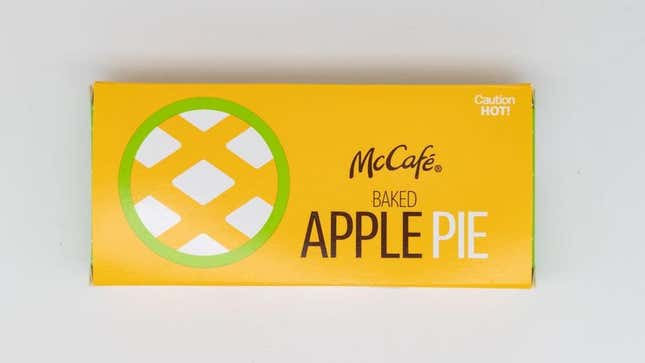 McDonald's baked apple pie in yellow box