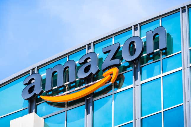 Photo of Amazon logo on building