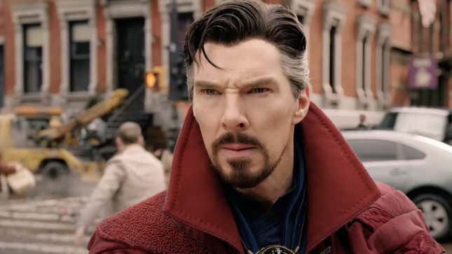Doctor Strange looks befuddled in a scene from Multiverse of Madness.