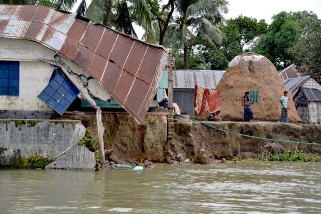 The only primary school in Singpur village is no longer safe to use due to riverbank erosion.