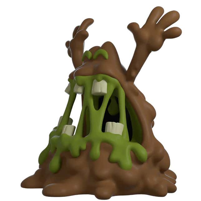 A render of the Great Mighty Poo vinyl statue is seen belting out a high note.