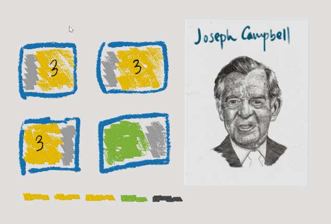 A sketch I made of Campbell’s four four-hour blocks: yellow is reading time, green leisure and gray “other.” Portrait by urielstempest. (Source: Charles Chu, Medium)