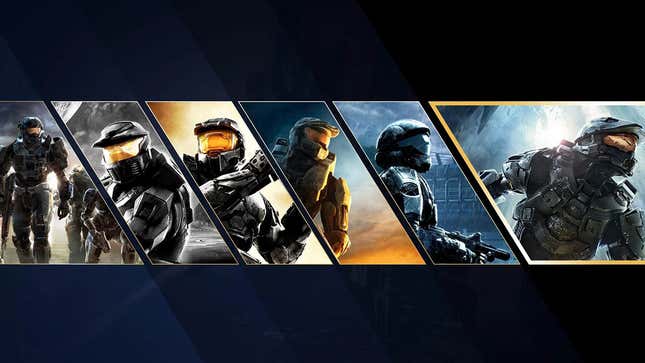 A collage of various Halo artwork as seen in promo materials for MCC. 