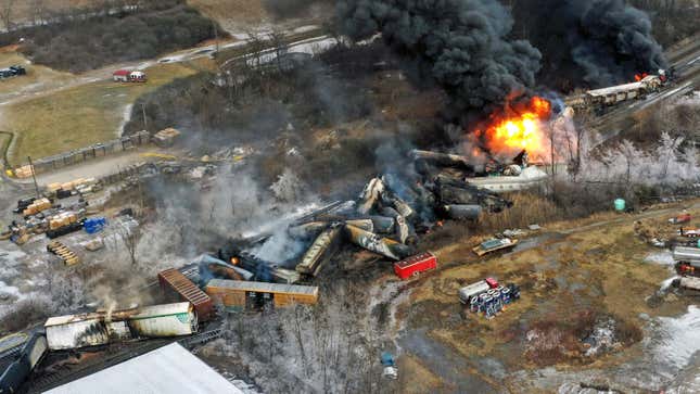 Image for article titled Derailed Freight Train in Ohio Could Explode, Authorities Warn