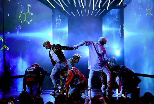 BTS performs onstage during the 2017 American Music Awards