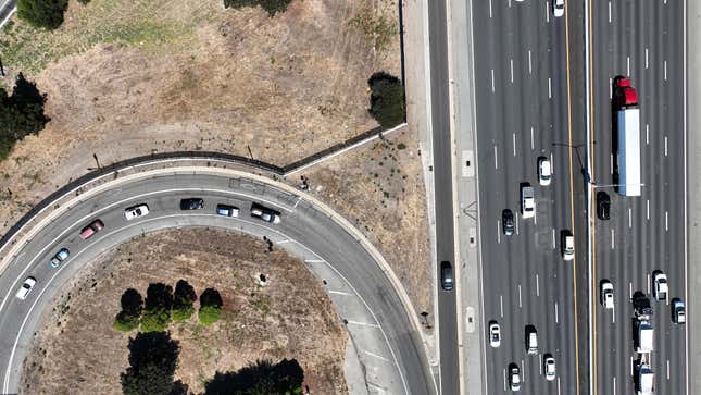 Image of a California highway from overhead.