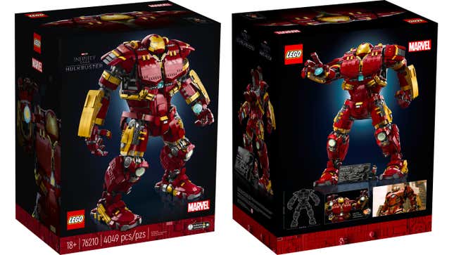 The Lego Hulkbuster's box packaging.