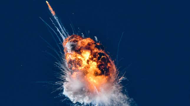 A rocket launched by Firefly Aerospace, the latest entrant in the New Space sector, is seen exploding minutes after lifting off from the central California coast on Thursday, Sept. 2, 2021.