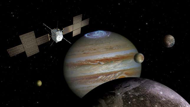 Artist’s concept of JUICE spacecraft at Jupiter