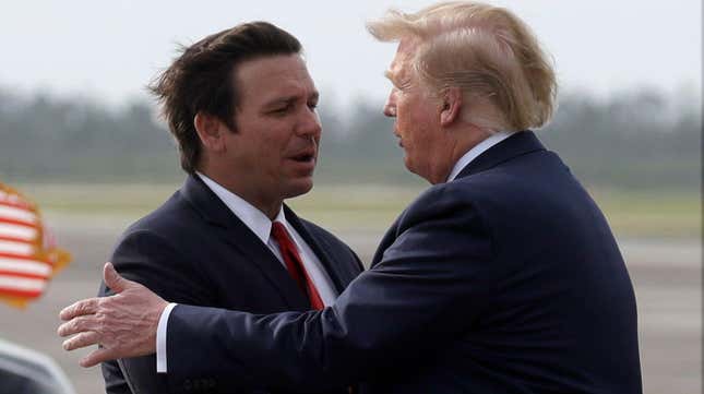Ron DeSantis shakes then-President Donald Trump’s hand in May 2019. 