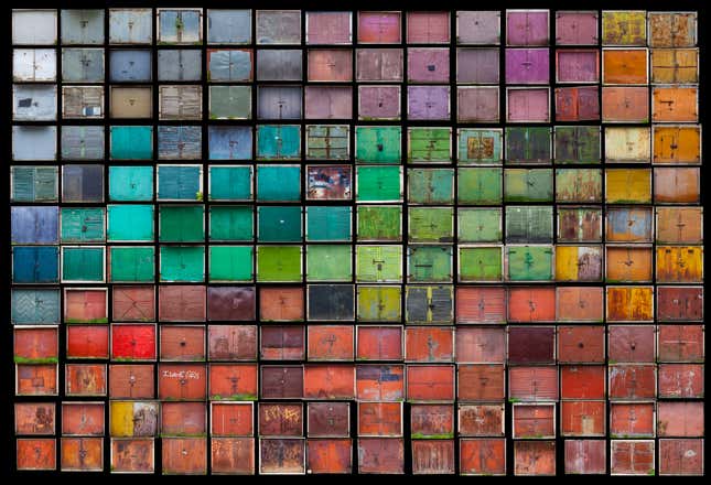 Image for article titled Photos: The rainbow beauty of Lithuania’s Soviet-era “garage towns”