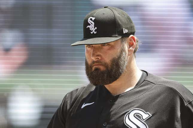 May 31, 2023;  Chicago, Illinois, USA;  Chicago White Sox starting pitcher Lance Lynn (33) returns to the dugout after pitching against the Los Angeles Angels during the first inning at Guaranteed Rate Field.