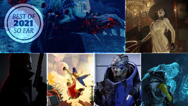 Clockwise from top left: Monster Hunter: Rise (Image: Capcom), Resident Evil: Village (Image: Capcom), Returnal (Image: Sony Interactive Entertainment), Mass Effect: Legendary Edition (Image: Electronic Arts), It Takes Two (Image: Electronic Arts), Hitman 3 (Image: IO Interactive)
