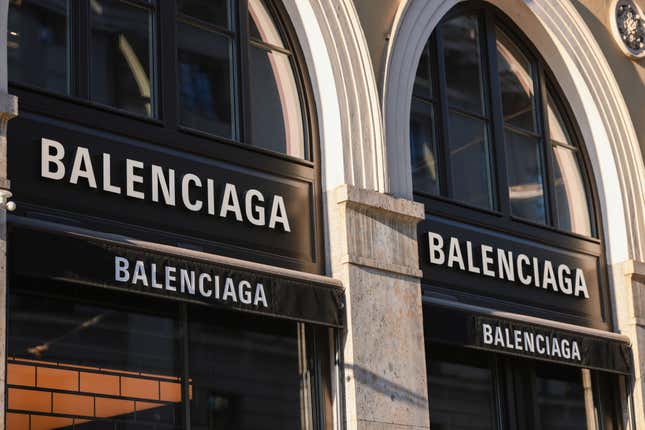 The exterior of a Balenciaga store photographed on March 22, 2022 in Munich, Germany. 