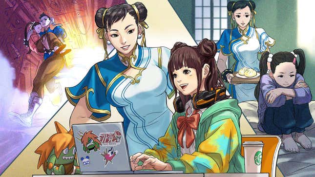 A series of illustrations in Street Fighter 6 show Chun-Li taking care of Li-Fen.