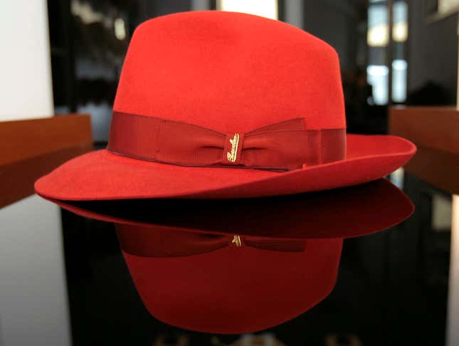 A classic Borsalino Q.S. model in red felt.