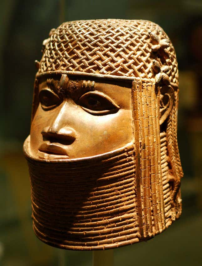 Ancestral head of an oba (king), part of an exhibition at the Bristol Museum. (Commons/Matt Neale)