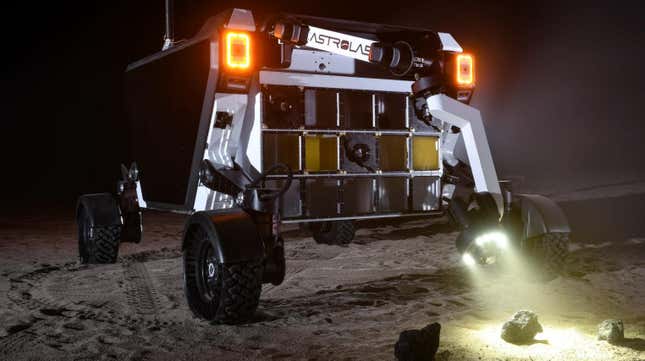 An illustration of Astrolab’s rover on the surface of the Moon.