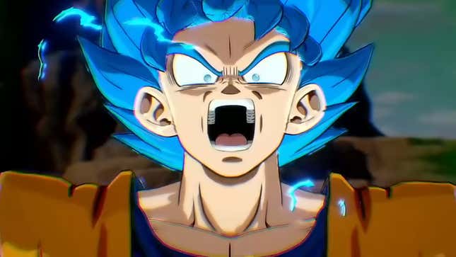 Goku transforms after seeing his favorite fighting game series making a comeback. 