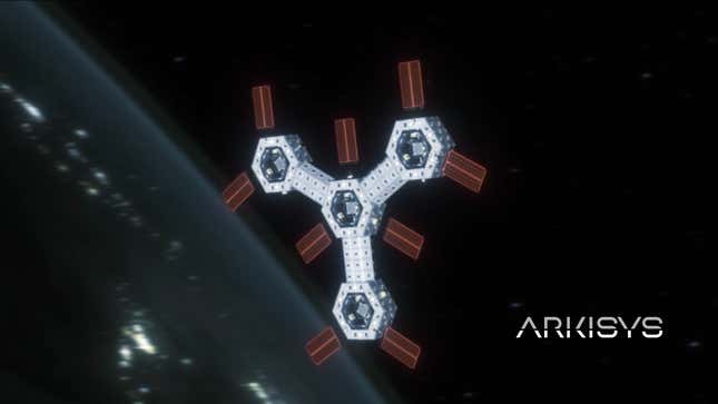 An illustration of the Arkisys Port Module in low Earth orbit.