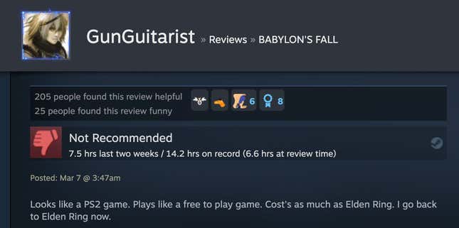 Image for article titled Babylon’s Fall, As Told By Steam Reviews