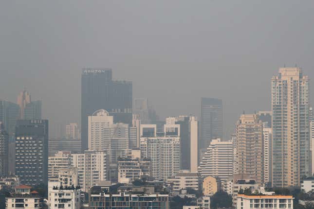 Thailand fights Bangkok air pollution with water-spraying drones