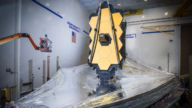 The Webb Space Telescope before it was packed and shipped to French Guiana for launch. 