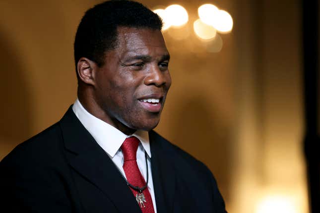 Herschel Walker speaks to members of the media after his Republican Primary win on Tuesday, May 24, 2022, at the Georgian Terrace Hotel in Atlanta. Walker will represent the Republican Party in its efforts to unseat Democratic Sen. Raphael Warnock in November.