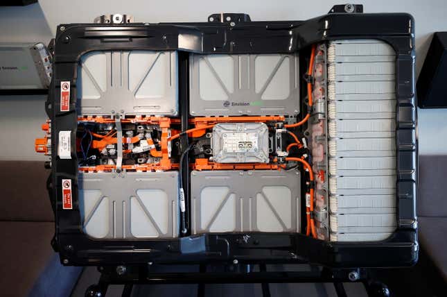Nissan Leaf battery at Sunderland factory, UK.
