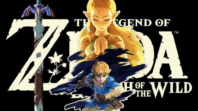 A Breath of the Wild image shows artwork of Link and Zelda in front of the game's logo. 