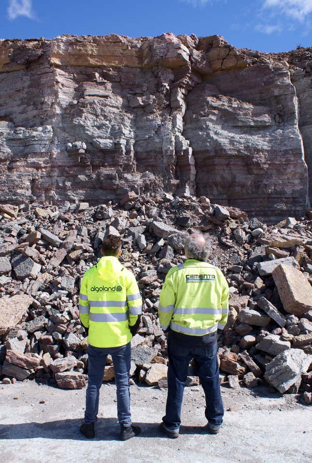 Martin Olofsson of Algoland and Urban Kristoffersen of Cementa (owned by Heidelberg Cement) in a limestone quarry.