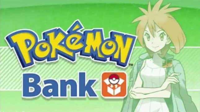 Brigette se ve junto al logo del Banco Pokémon.