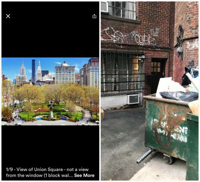 What was advertised at the Airbnb Mostafa El-Hoshy booked vs. the unit’s actual entrance.
