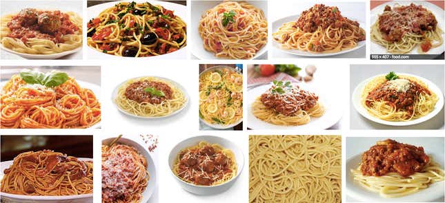 Google Image search for spaghetti.