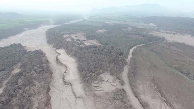 Aerial view of the aftermath of a volcano eruption in Escuintla, Guatemala, seen on June 4.
