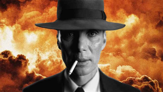 Cillian Murphy appears as Oppenheimer in front of a smoke cloud in the Christopher Nolan movie. 