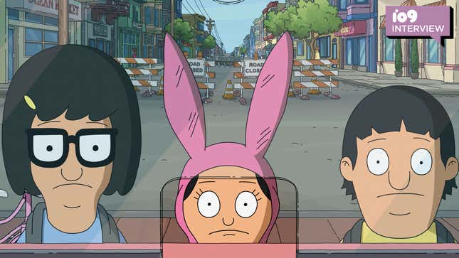 Tina, Louise, and Gene Belcher stare into a ticket window.